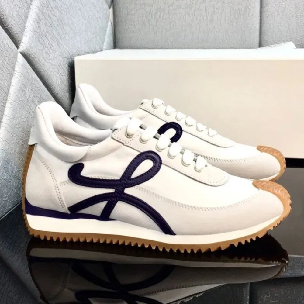 Designer casual shoes Flow Runner in nylon and suede Lace up sneaker with a sof
